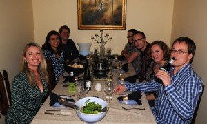 Waiting to dip into the cheese fondue!