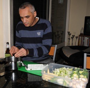 Hubby Paul helping with food prep