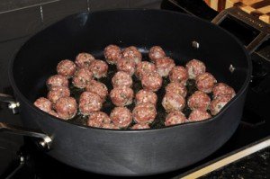 Frying the meatballs
