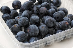A punnet of fresh blueberries